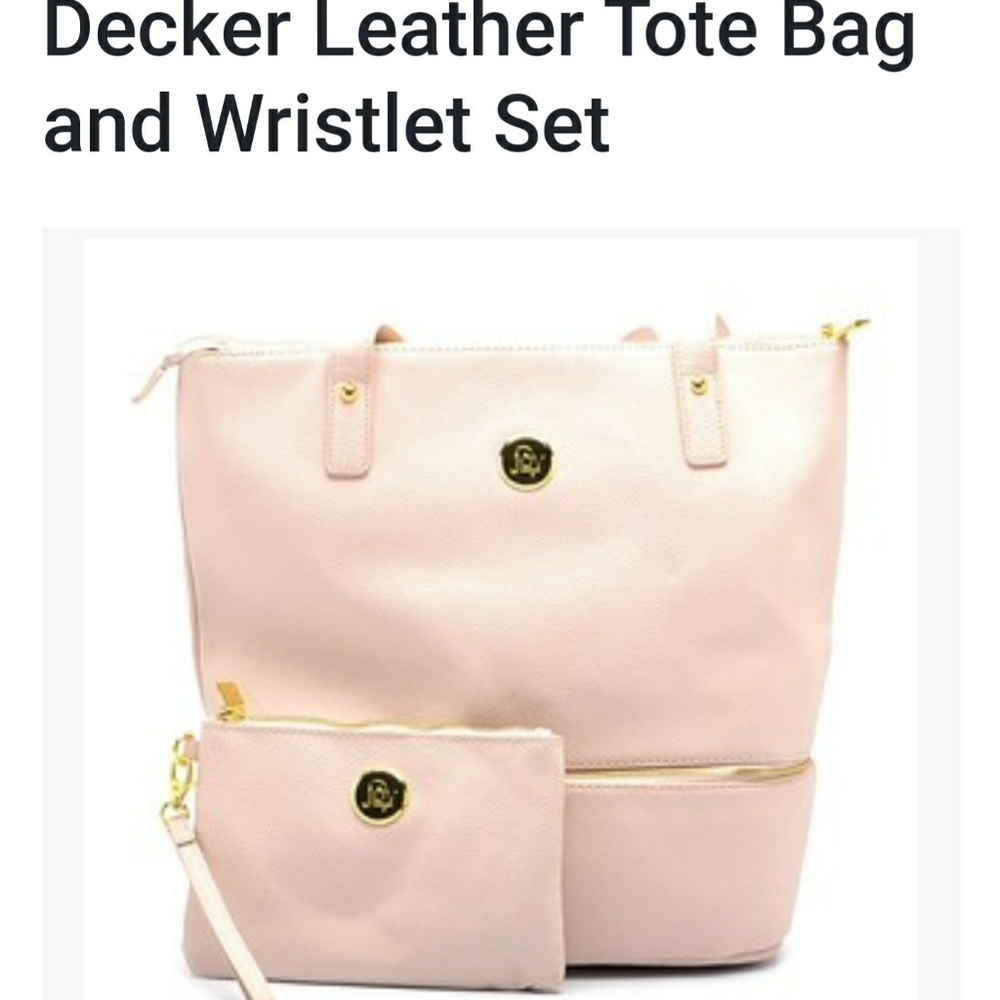 Joy Mangano leather tote with accessories